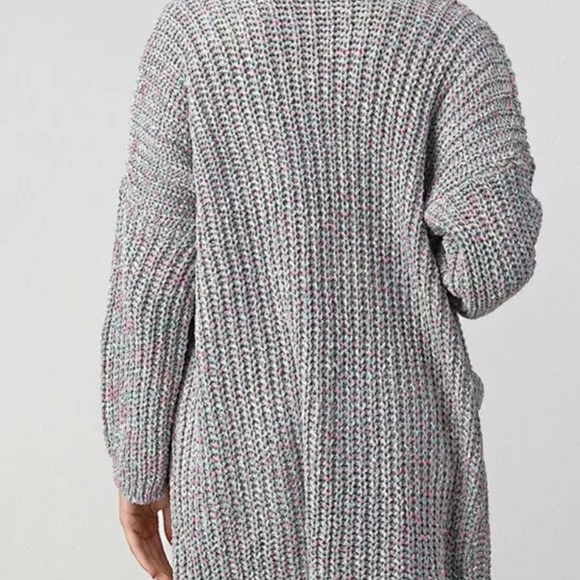 Hope Horizon Size L/XL Gray Pink Marbled Side Pocket Open Sweater Cardigan - Picture 5 of 5